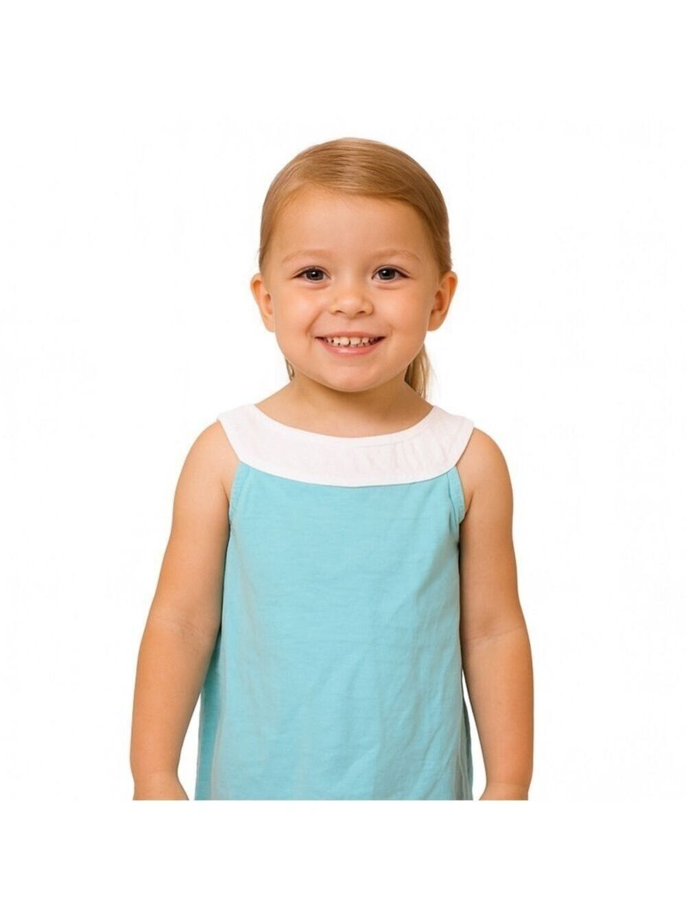 Baby Gap Girls Top Size 3 Years Turquoise White Sleeveless Blouse